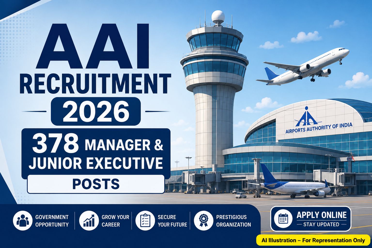AAI Recruitment 2026 Banner for 378 Manager and Junior Executive Vacancies
