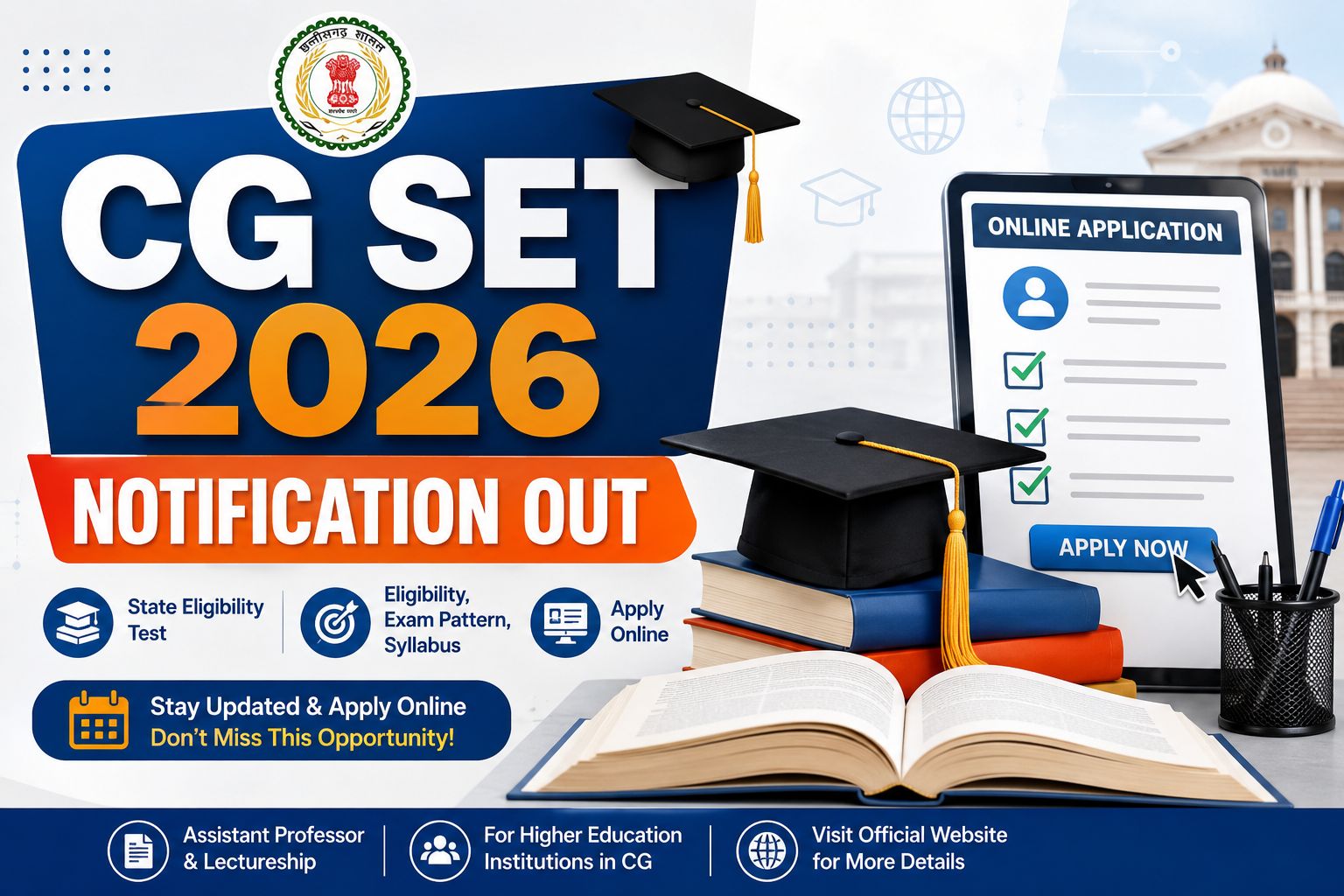 CG SET 2026 Chhattisgarh State Eligibility Test Official Notification and Online Application Form Details Banner