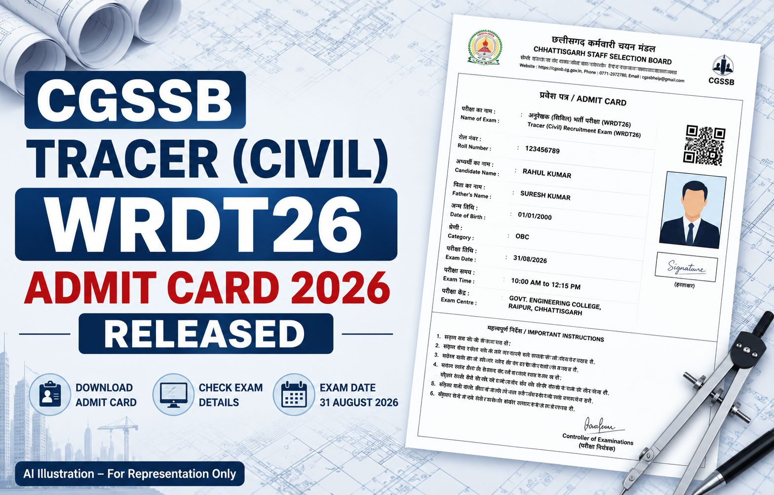 CGSSB WRDT26 Tracer Civil Written Exam Admit Card Notification 2026