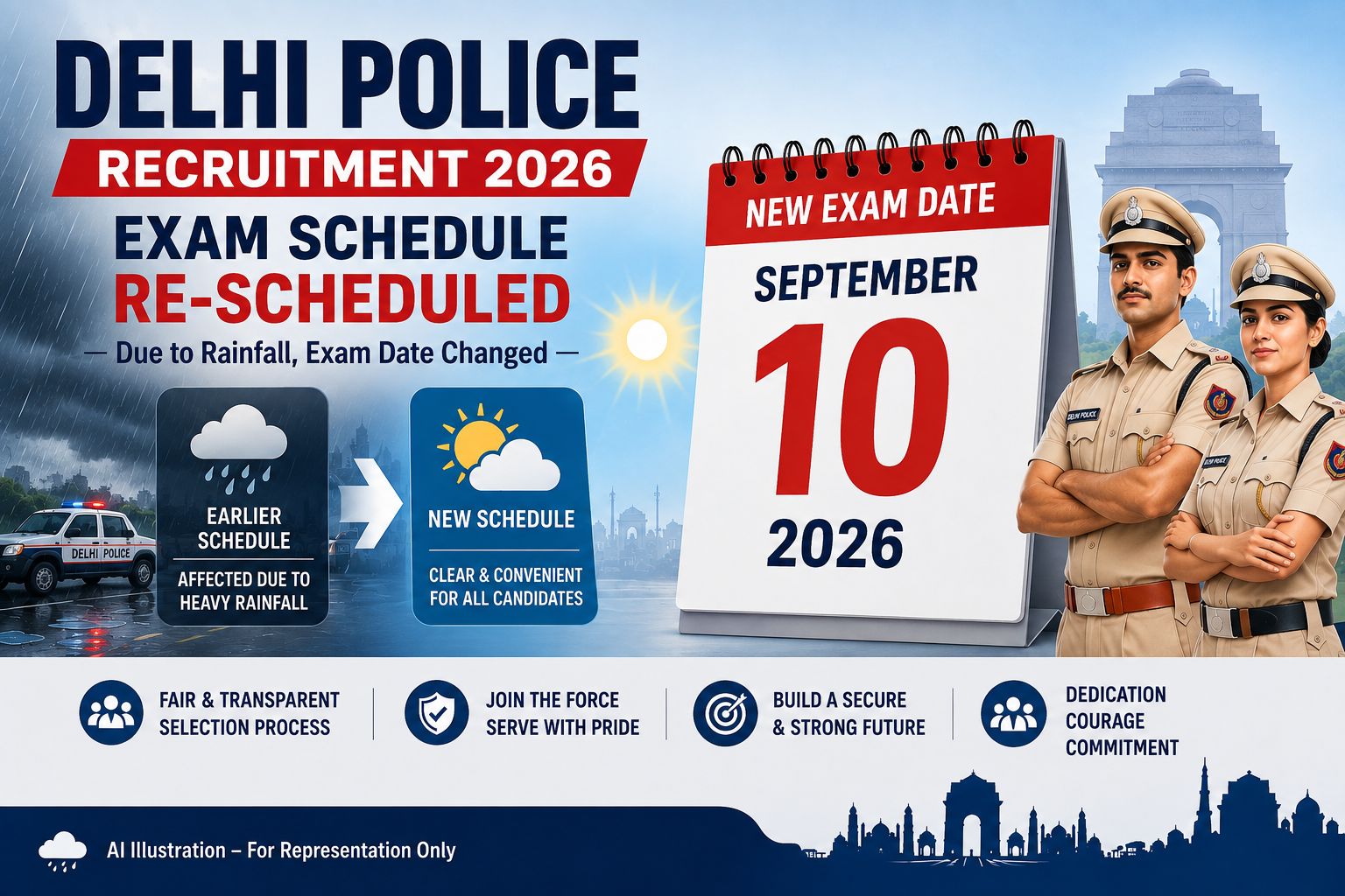 Delhi Police Constable PE&MT Postponement and Rescheduling Notice Banner