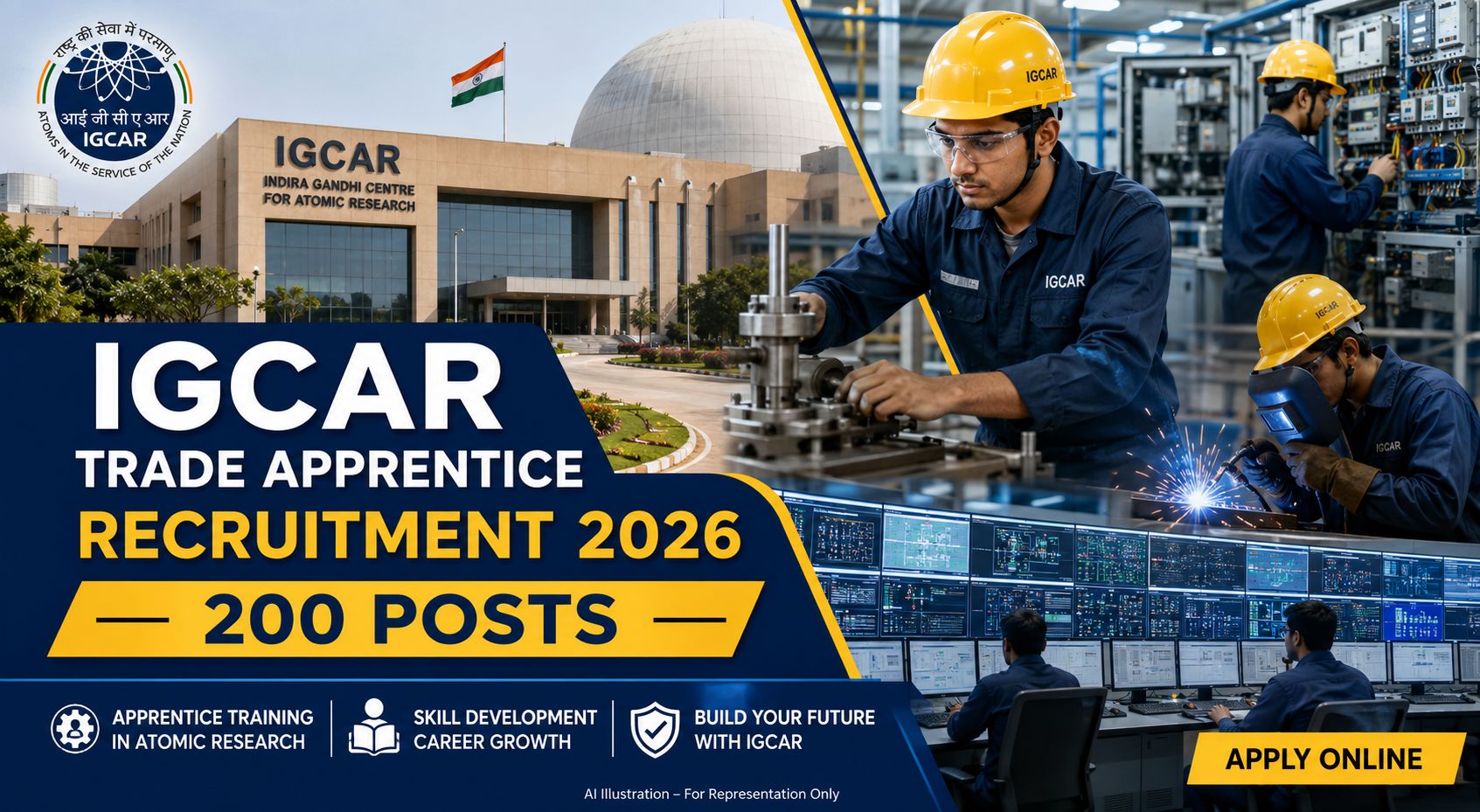 IGCAR Trade Apprentice Recruitment 2026 Notification for 200 ITI Posts