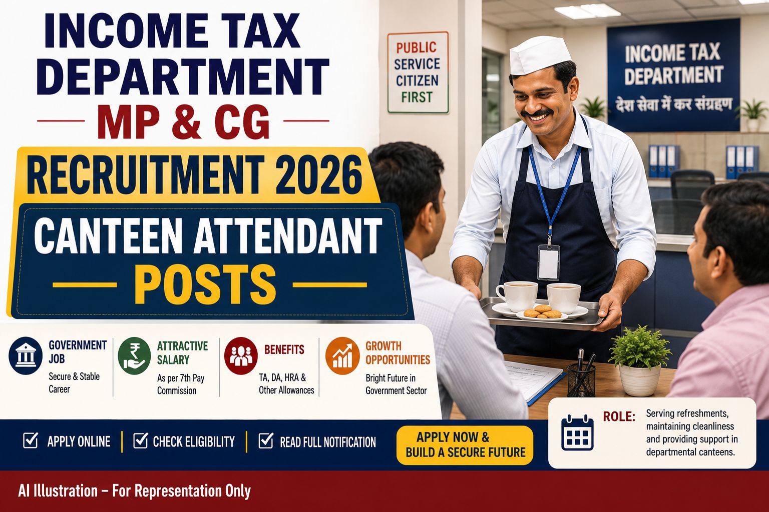 Income Tax Department MP and CG Canteen Attendant Recruitment 2026 Notification Banner