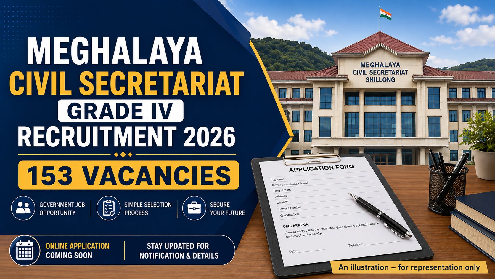 Meghalaya Civil Secretariat Grade IV Recruitment 2026 notification banner for 153 posts