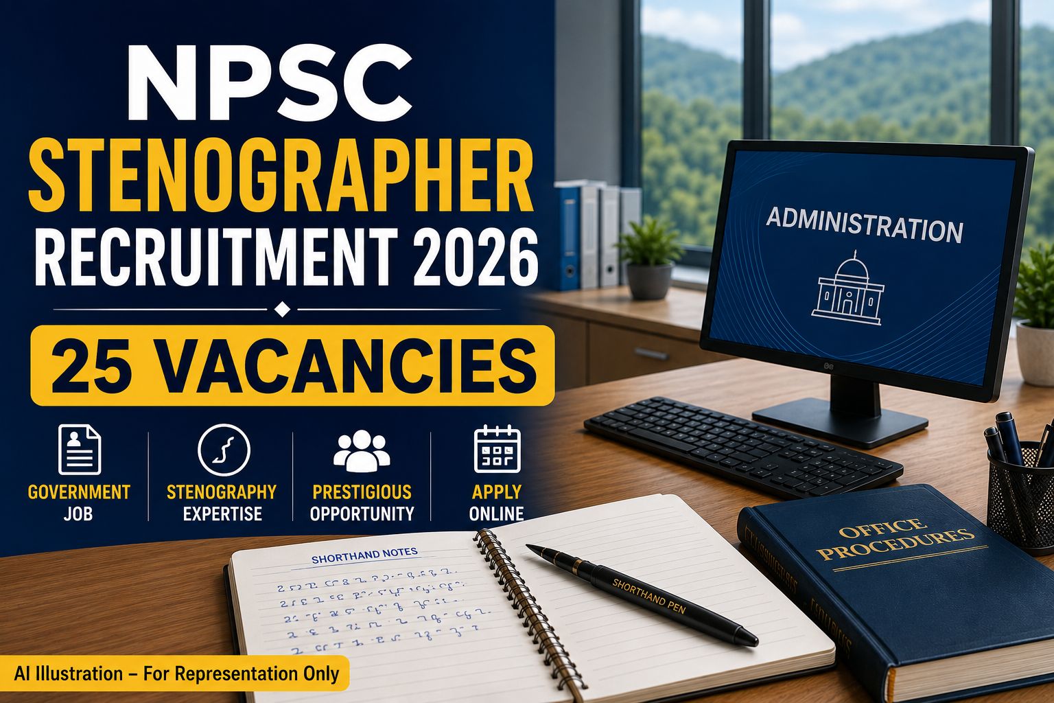 NPSC Stenographer Recruitment 2026 Grade III Vacancies Banner