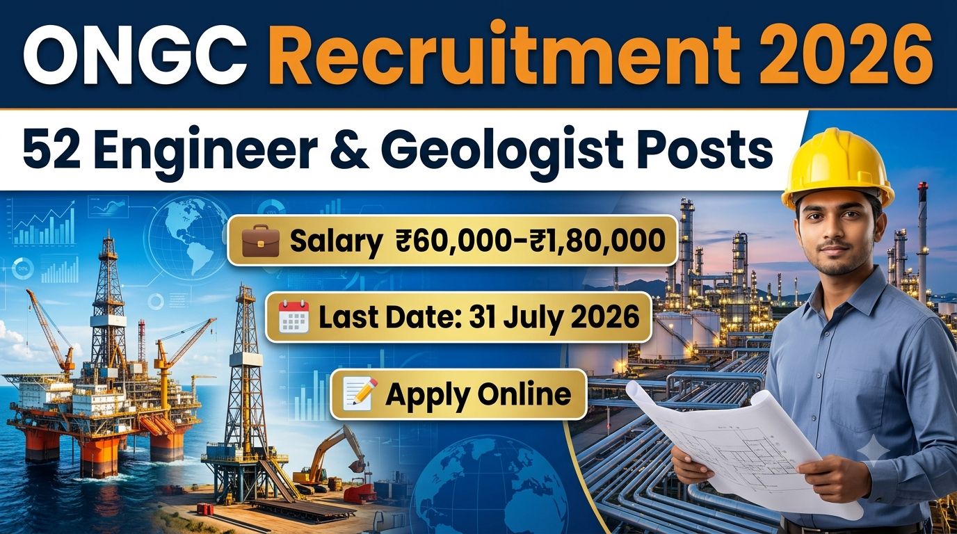 ONGC Geologists and Engineers Recruitment 2026 Notification for 52 E1 Level Posts Apply Online