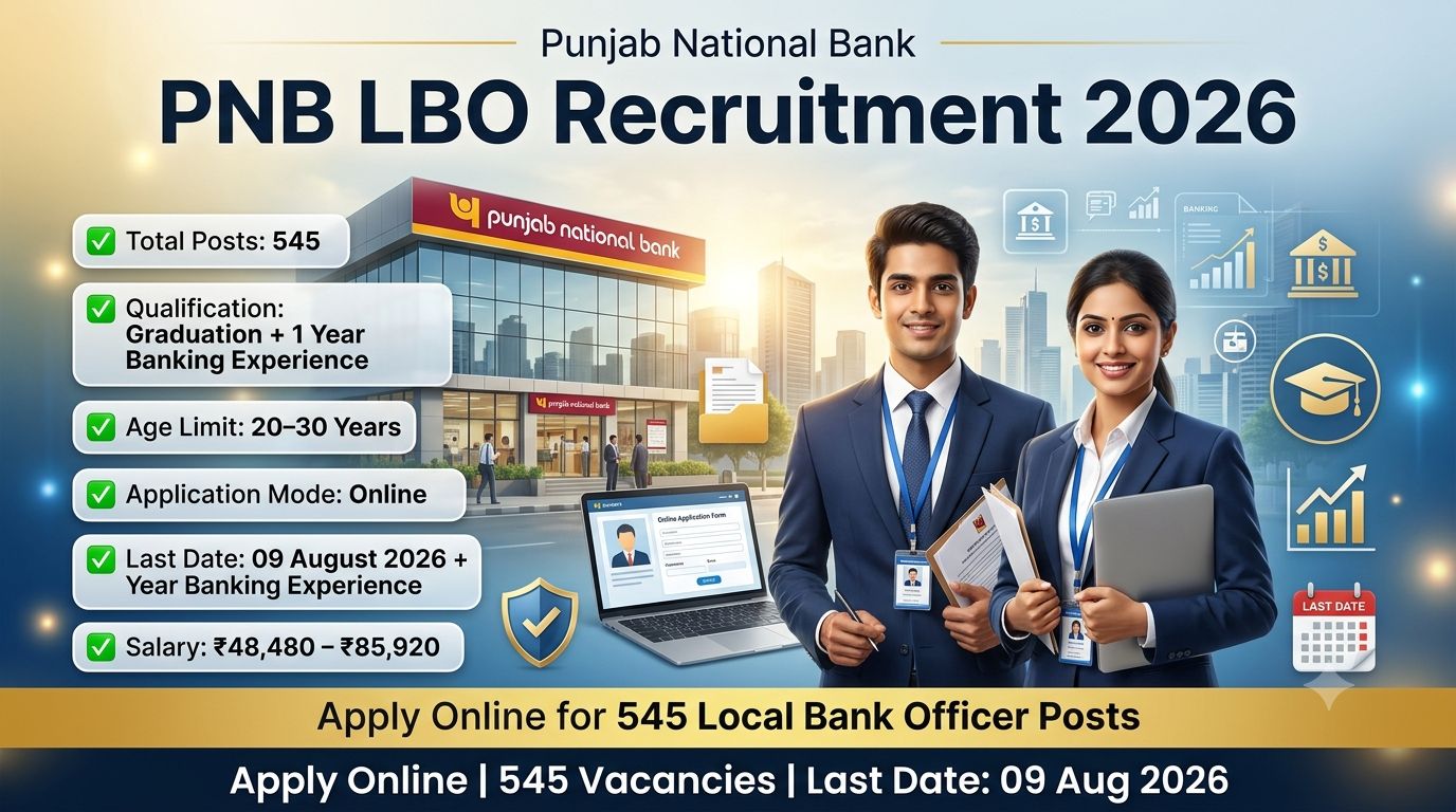 PNB Local Bank Officer Recruitment 2026 Notification for 545 Vacancies Apply Online