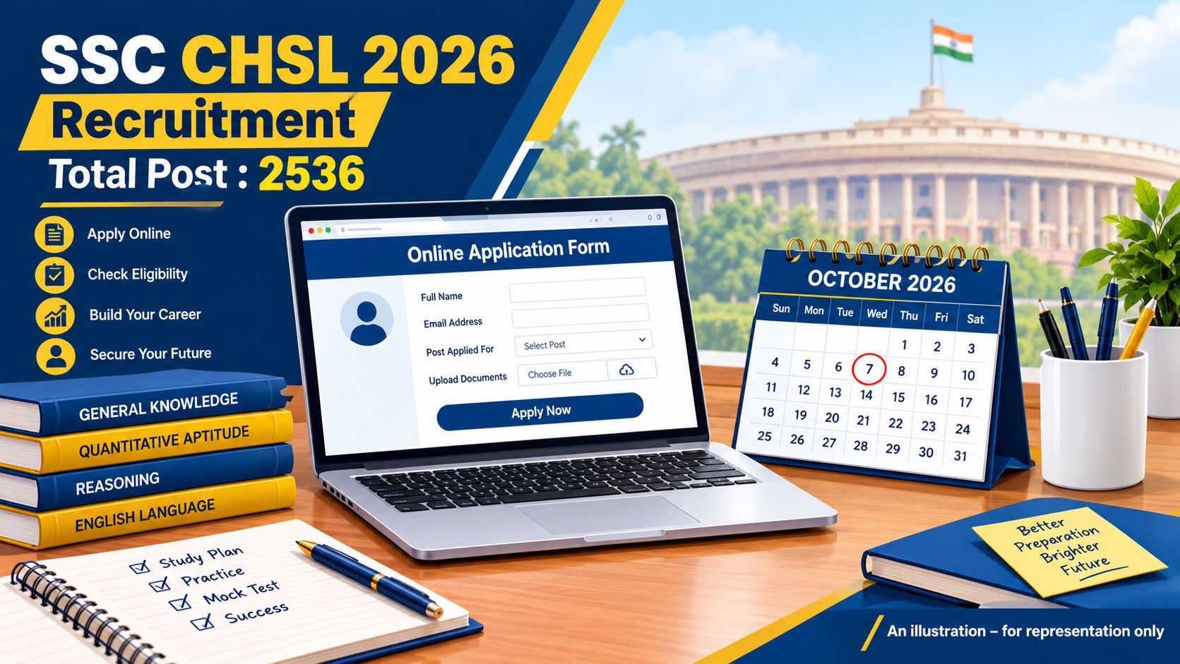 SSC CHSL 2026 recruitment notification banner showing 2,536 vacancies for LDC, JSA, and DEO posts