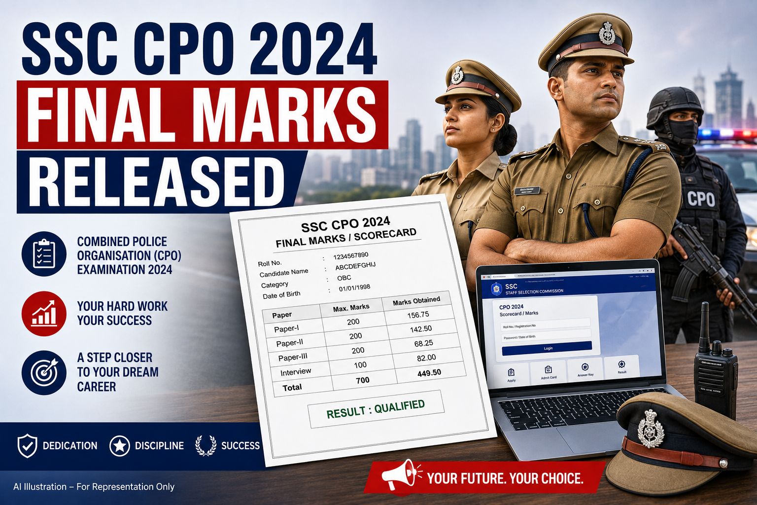 SSC CPO 2024 Final Marks and Scorecard Released Banner