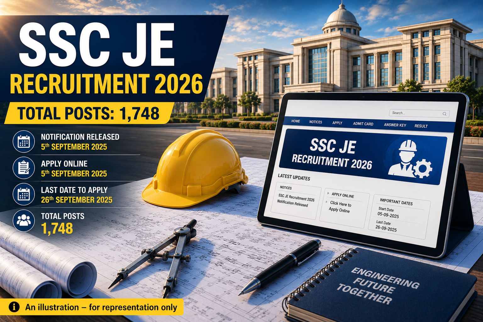 SSC Junior Engineer JE Recruitment 2026 Notification for 1748 vacancies