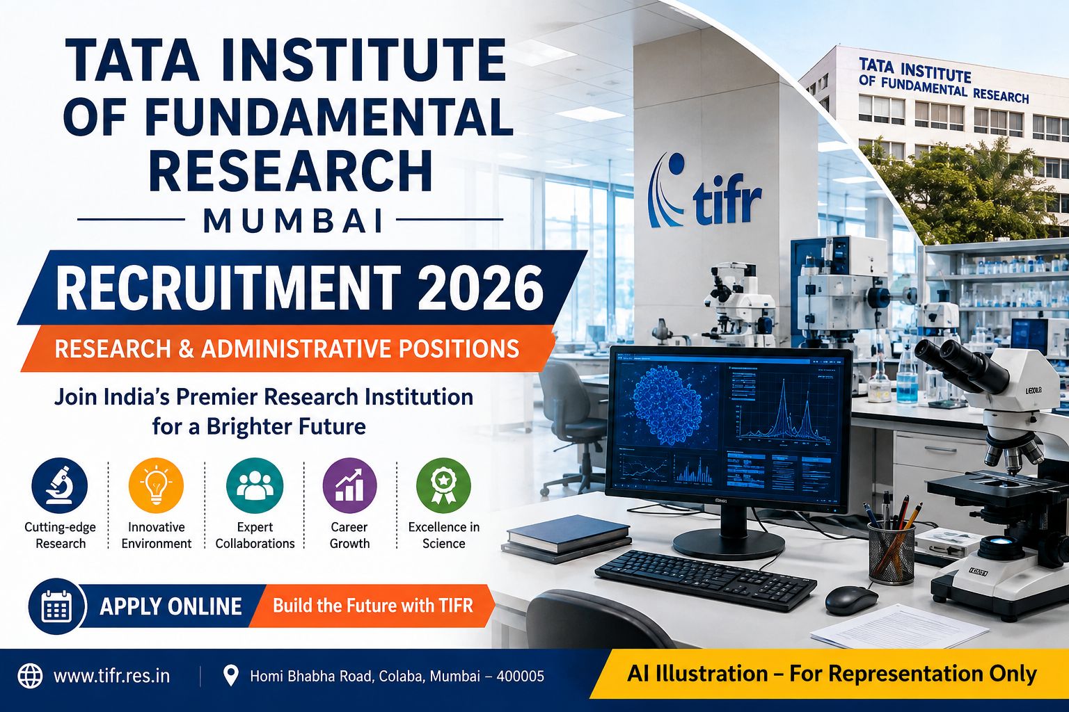 TIFR Mumbai Recruitment 2026 banner showing job openings for project positions