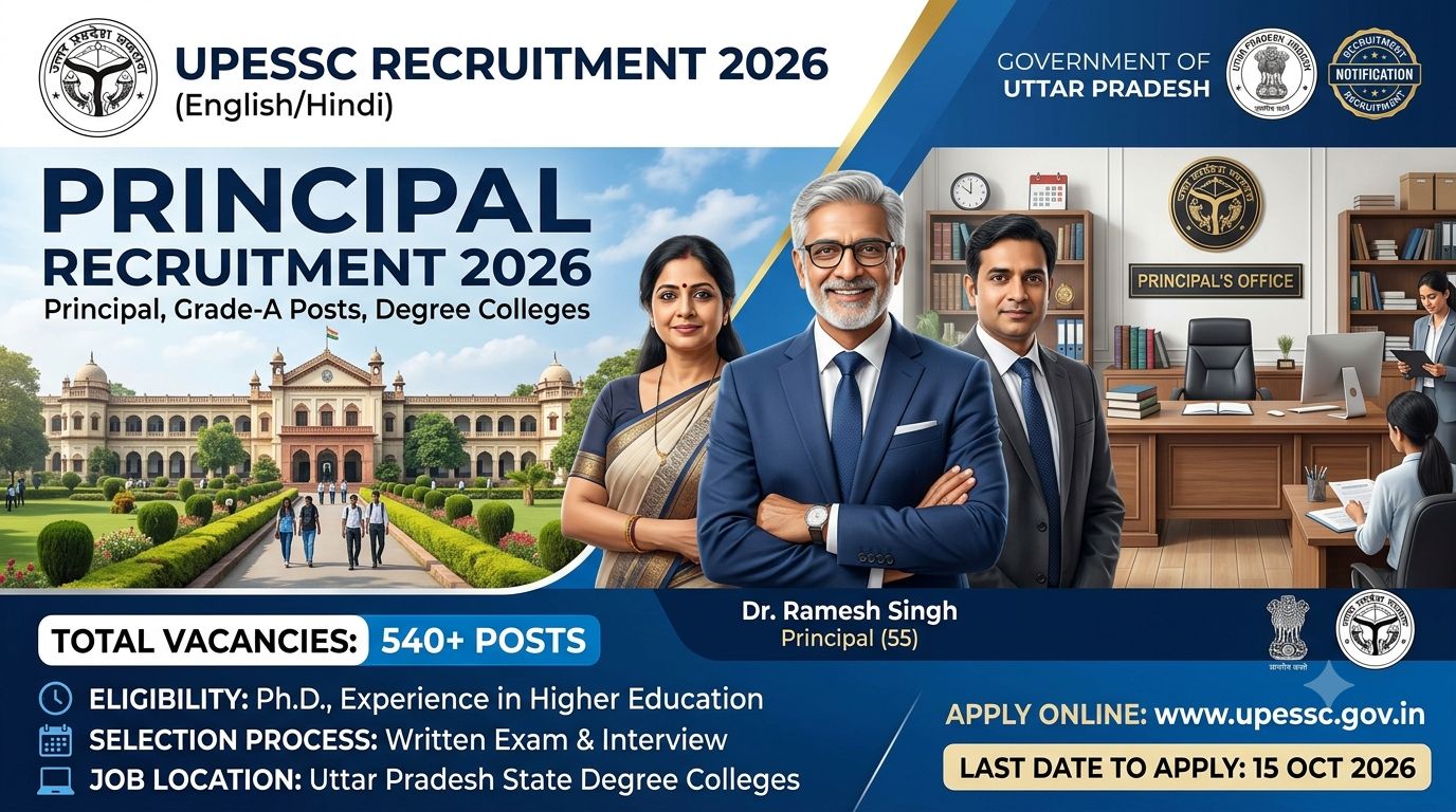UPESSC Principal Recruitment 2026 Notification for 111 Principal Vacancies Apply Online