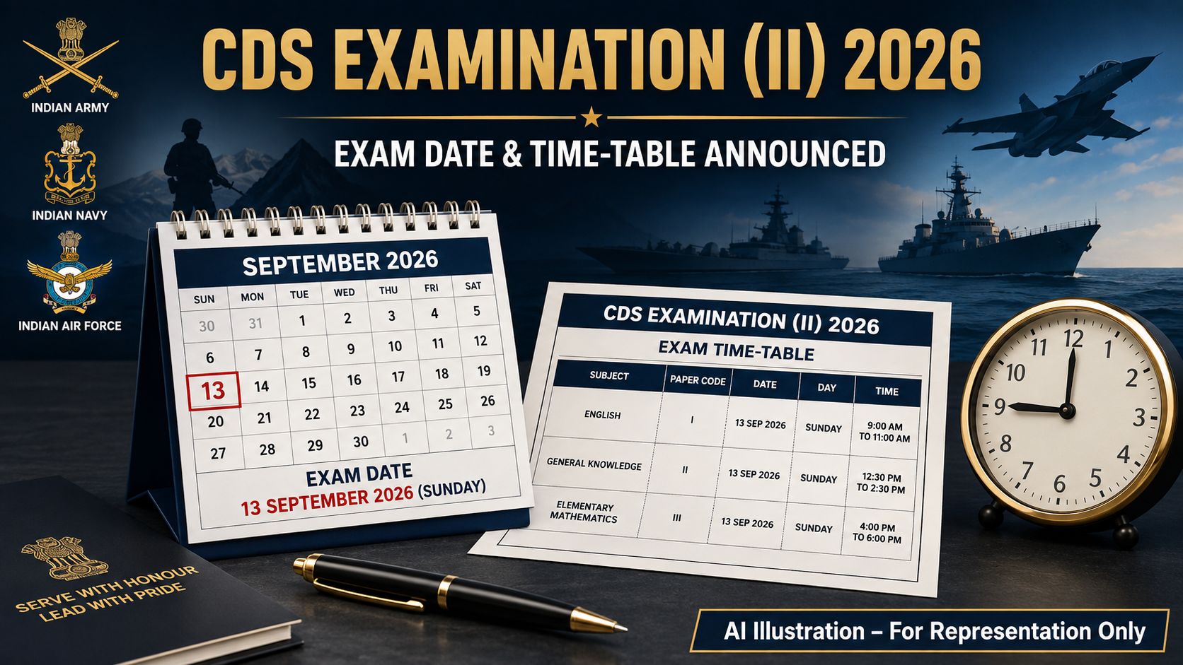 UPSC CDS 2 2026 Exam Time Table and Shift Schedule Announcement Banner