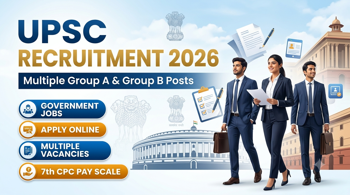 UPSC Recruitment 2026 notification for multiple Group A and Group B posts with online application details and latest government job updates.
